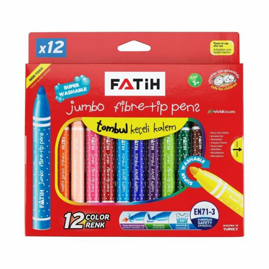 Fatih 12 Renk Jumbo Yıkanabilir Keçeli Kalem